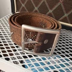 HTC風 スタッズ レザーベルト ブラウン - メルカリ