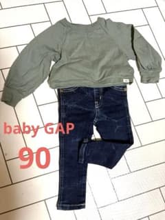 GAP baby 90 上下セット 長袖トップス デニムパンツのサムネイル