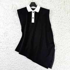 24ss美品✨ サカイ アシンメトリーノースリーブポロシャツ Sサイズ 24ss美品✨ サカイ アシンメトリーノースリーブポロシャツ Sサイズ