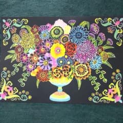 スクラッチアート完成品 花の世界 - メルカリ