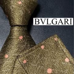 ✨極美品✨BVLGARI ネクタイ シルク セッテピエゲ ロゴ 刺繍 ツヤ 茶のサムネイル