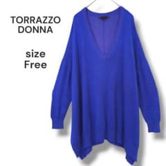 [미품] TORRAZZO DONNA 깊은 V 넥 달러만 니트 스웨터 블루 계열