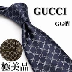 極美品GUCCI GG柄 総柄 チェック ブラックネイビー 光沢 - メルカリ