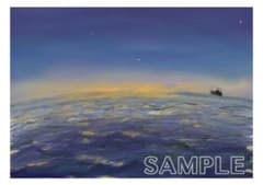 絵画 孤独 海 朝焼け アート　油絵のサムネイル
