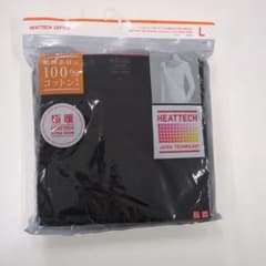 UNIQLO ヒートテックコットンUネックT 極暖 ブラック Lのサムネイル