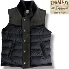 J5135 美品 エンメティ ムートンダウンベスト ブラック 48 EMMETI