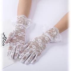 ウェディンググローブ♡ショート レース 花柄 ホワイト ブライダル 白 結婚式のサムネイル
