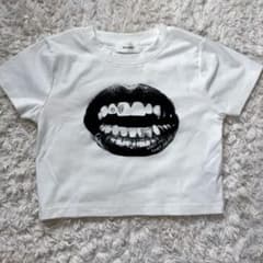 リッププリントデザインミニTシャツ ホワイト　アクレント　ACLENTのサムネイル