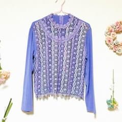 ヴィンテージ ブラウス 刺繍 レース フリル 美品 レア クラシカル レトロ 花のサムネイル