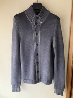 美品　Cruciani スタンドカラーニットカーディガン チャコールグレー 48 美品 Cruciani スタンドカラーニットカーディガン チャコールグレー 48