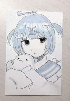 ポストカード】萌え絵 アナログ 手描きイラスト オリジナル 天使 少女