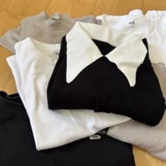 （値下げ）まとめ売り　春から夏リブ編み 襟付き長袖トップス 6点セットのサムネイル