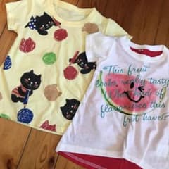 AラインTシャツ 90 95 ねこ スイカ 2枚セットのサムネイル