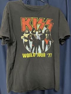 KISS WORLD TOUR '77 バンドTシャツ ブラック Lサイズのサムネイル