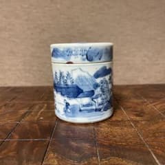 染付 釣り人山水屋 茶入 - メルカリ