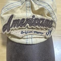 American ロゴ キャップ ベージュ×ブラウンのサムネイル