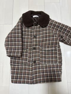 LINDO ボア襟 チェックコート　韓国子ども服のサムネイル