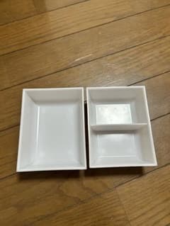ホワイト長方形皿2個セット 仕切り付きのサムネイル