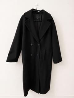 ZARA ダブルブレスト ロングコート ブラックXS - メルカリ