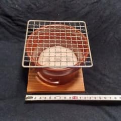 卓上ミニ七輪 焼き網 目皿 木台付きセットのサムネイル