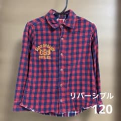 Daddy oh Daddy Reversible Shirt, Checkered Pattern, Gauze Fabric, Size 120