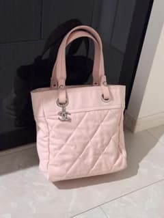 CHANEL キルティング トートバッグ ピンクシャネル キャンバス レザー