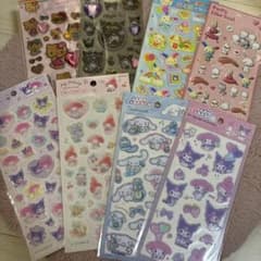 サンリオ ステッカー 8枚セット フェルトシール ぷくぷくシール ラインストーンのサムネイル