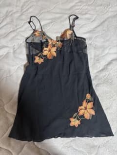 Wacoal ワコール 花柄刺繍 シフォン スリップ ブラック 日本製のサムネイル