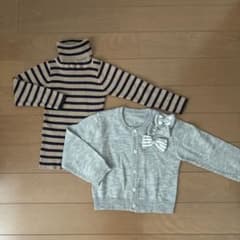 キッズ タートルネック＆リボンカーディガン 2点セットのサムネイル