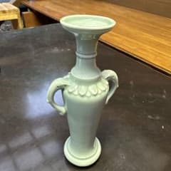 青磁 花瓶 双耳 陶磁器 インテリア オブジェのサムネイル