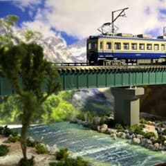 松本電鉄 奈良井川橋梁 ローカル線 鉄道ジオラマ Nゲージ 展示台