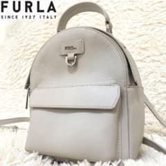 FURLA ✨良品✨ ミニリュック バックパック レザー グレージュ ロゴ 