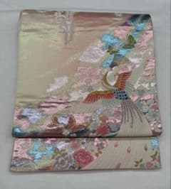 袋帯　洒落帯　高級○ 正絹　フォーマル　花柄　刺繍　孔雀○ w12のサムネイル