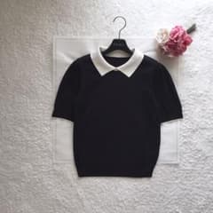 フォクシー 白襟ニット ネイビー - メルカリ