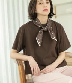 バックフレアショートTシャツ【洗濯機洗い可】　ブラウンのサムネイル
