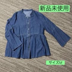 デニム ペプラム ブラウス 長袖 インディゴのサムネイル