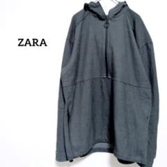 Zara Half Zip Hoody 다크 그레이 풀오버 큰 후드