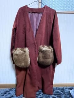 ロングコート ワインレッド フリーサイズのサムネイル
