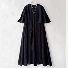 極美品✨エンフォルド　23SS 洗える　ケープスリーブドレス　 38 黒　日本製 極美品✨エンフォルド 23SS 洗える ケープスリーブドレス 38 黒 日本製