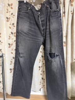 Levi's 501 ブラックダメージデニムパンツ W42 L30のサムネイル