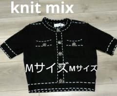 最終値下げ★Knit Mix ブラック ショートニット 半袖のサムネイル