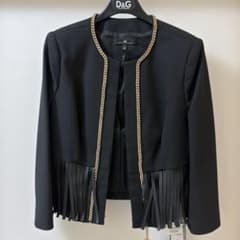 【ELISABETTA FRANCHI 】チェーン装飾 ノーカラージャケット ELISABETTA FRANCHI 】チェーン装飾 ノーカラージャケット - メルカリ