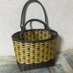 ハンドメイド かごバッグ バイカラーのサムネイル