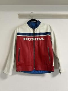 ⭐️HONDA ヴィンテージジャンパー　トリコロールカラー　初期タグ SR⭐️ HONDA ホンダ 本革 ライダースジャケット トリコロール ヴィンテージ