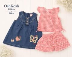 OshKosh B'Gosh デニムワンピース ギンガムチェックセット 80cmのサムネイル