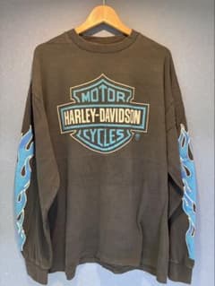 新品　Harley-Davidson ロンT 袖プリント ファイヤーパターンXLのサムネイル