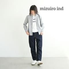 ミズイロインド ハイウエストデニム テーパードパンツ インディゴ 日本製