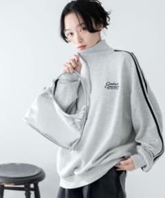 WEGO ラインハーフジップBIGスウェット グレーのサムネイル