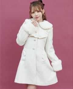 シーハニ Secret Honey ヨークフリルリボンポケットコート 白のサムネイル