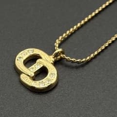 極美品 ディオール ネックレス CDロゴ ラインストーン ゴールド 金 
